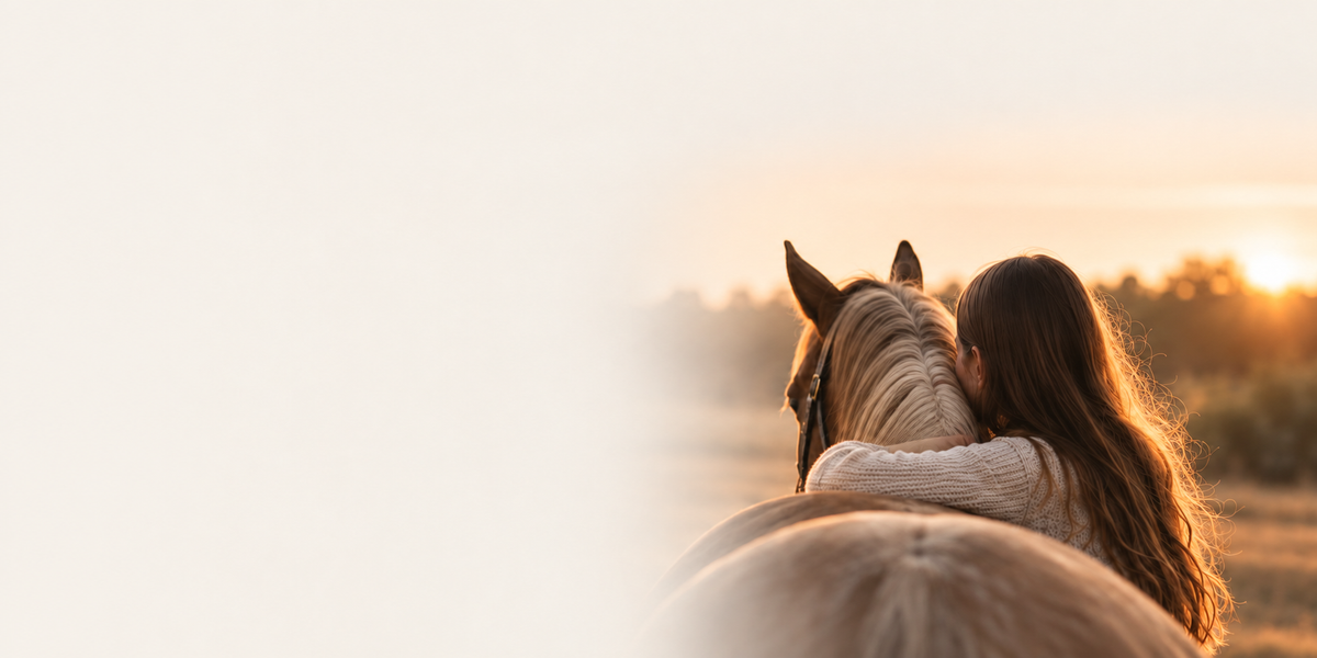 Jeune cavalière avec son cheval portant une médaille Petite Balzane